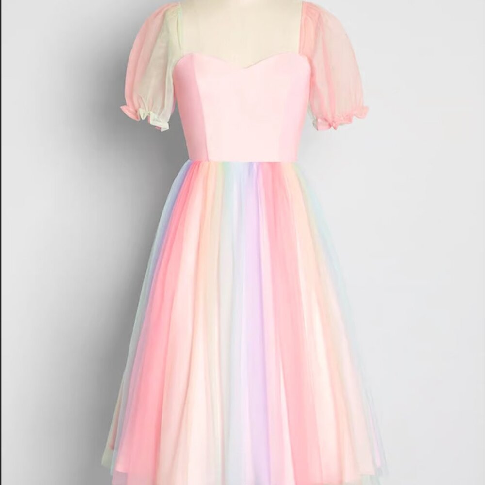ModCloth Collectif Skylar Rainbow Swing Dress